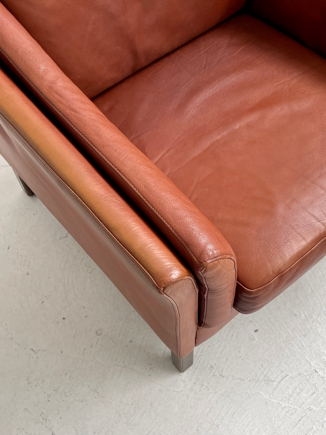 Danish Tan Leather Lounge Chair