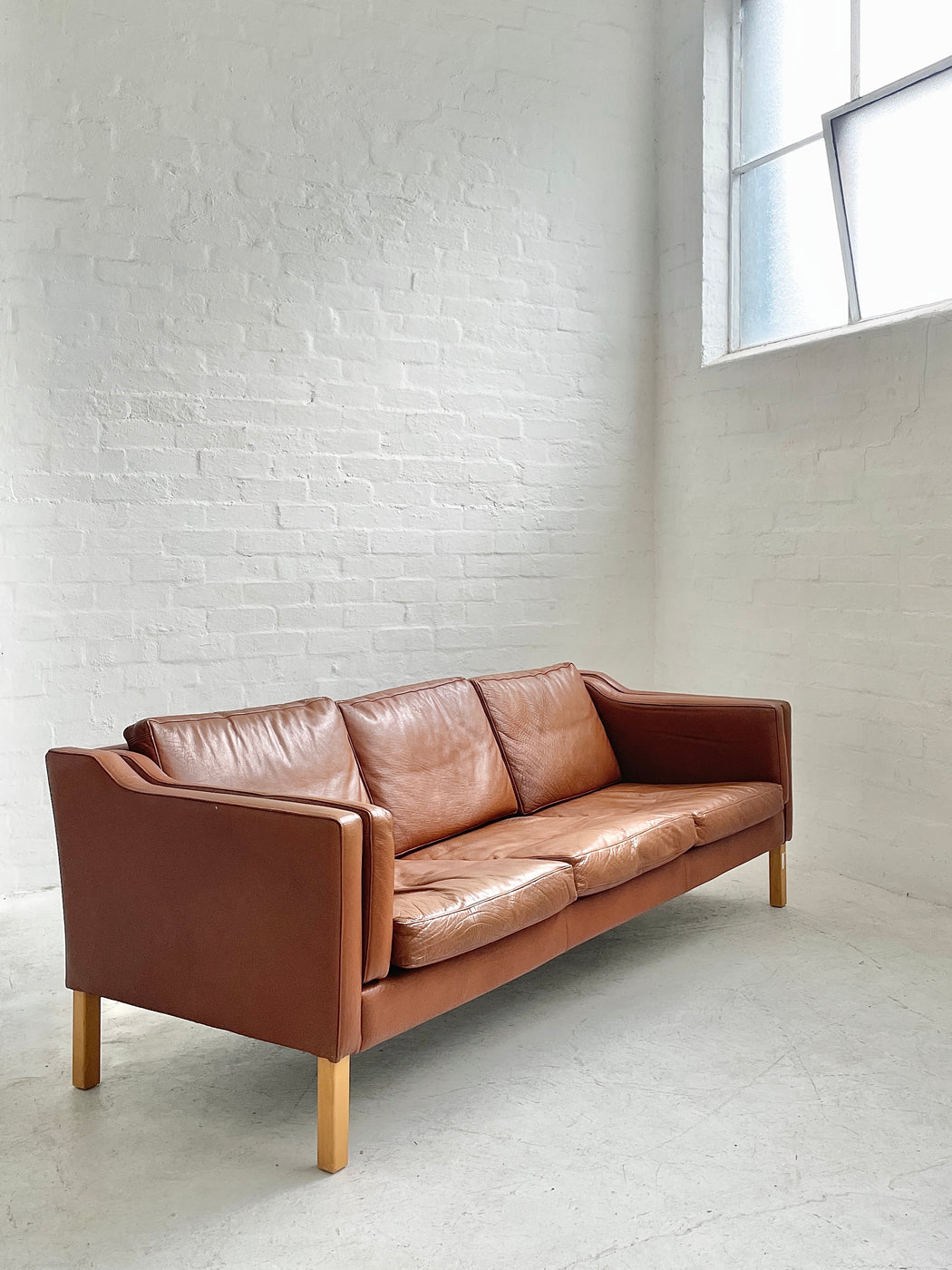 Danish Tan Leather Sofa