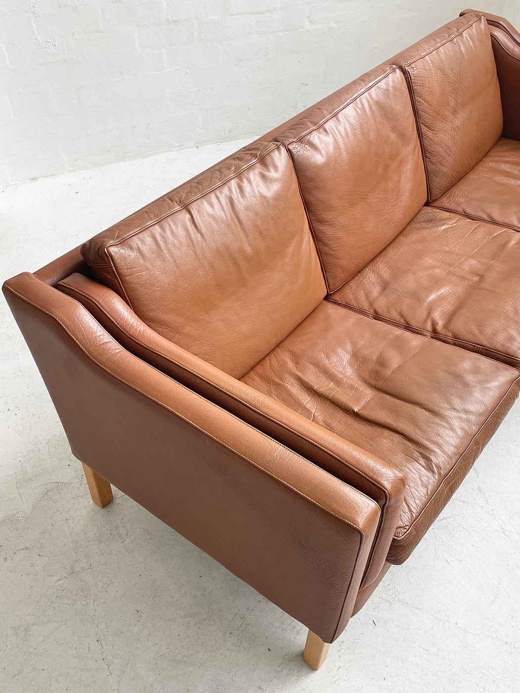 Danish Tan Leather Sofa