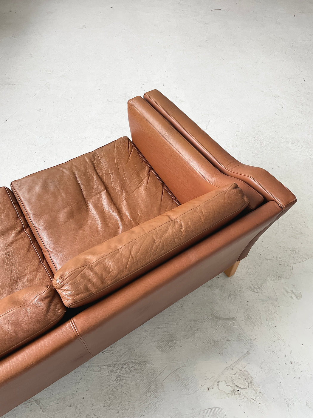 Danish Tan Leather Sofa