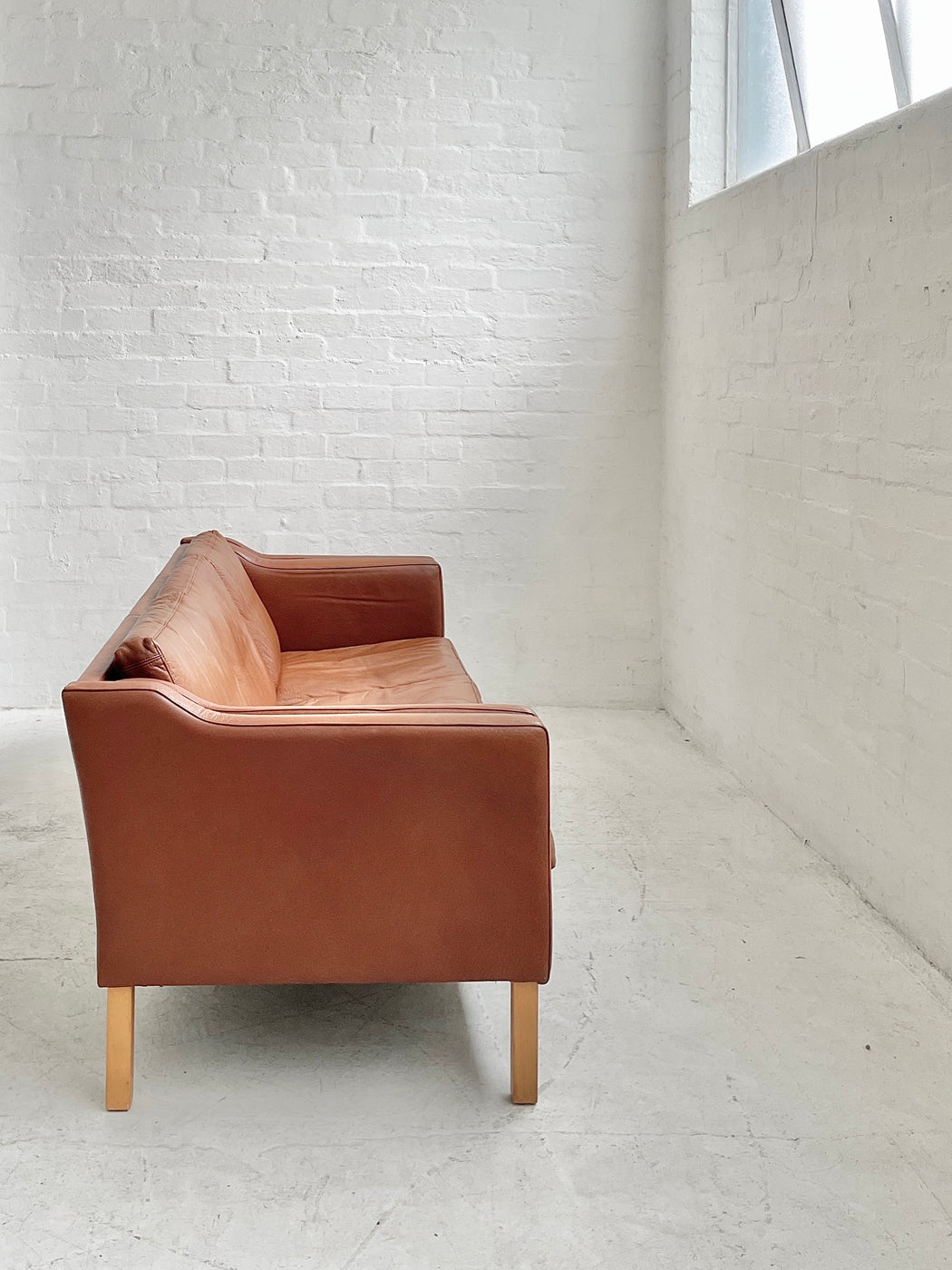 Danish Tan Leather Sofa