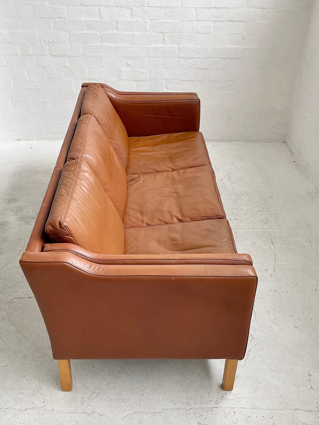 Danish Tan Leather Sofa