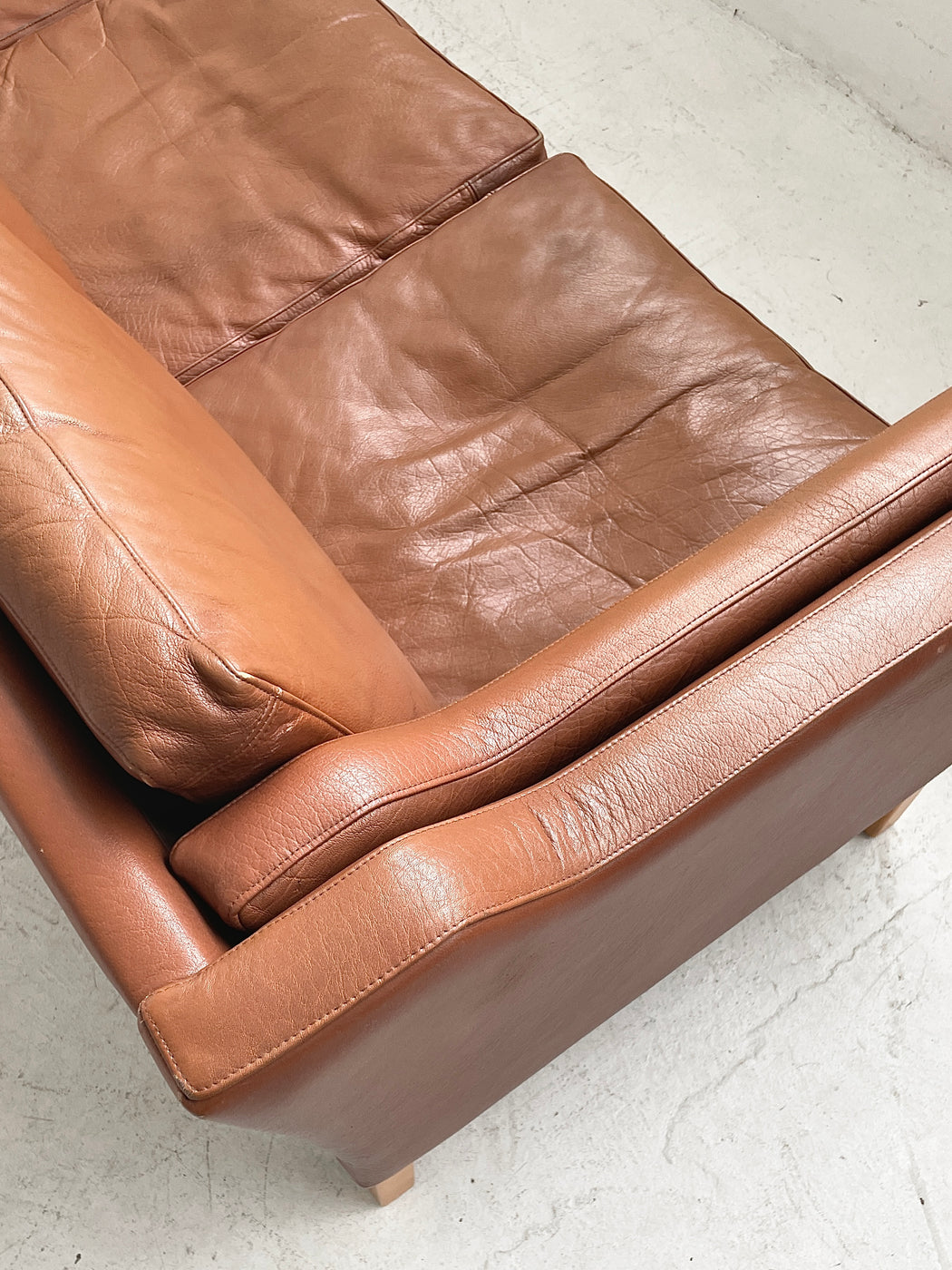 Danish Tan Leather Sofa
