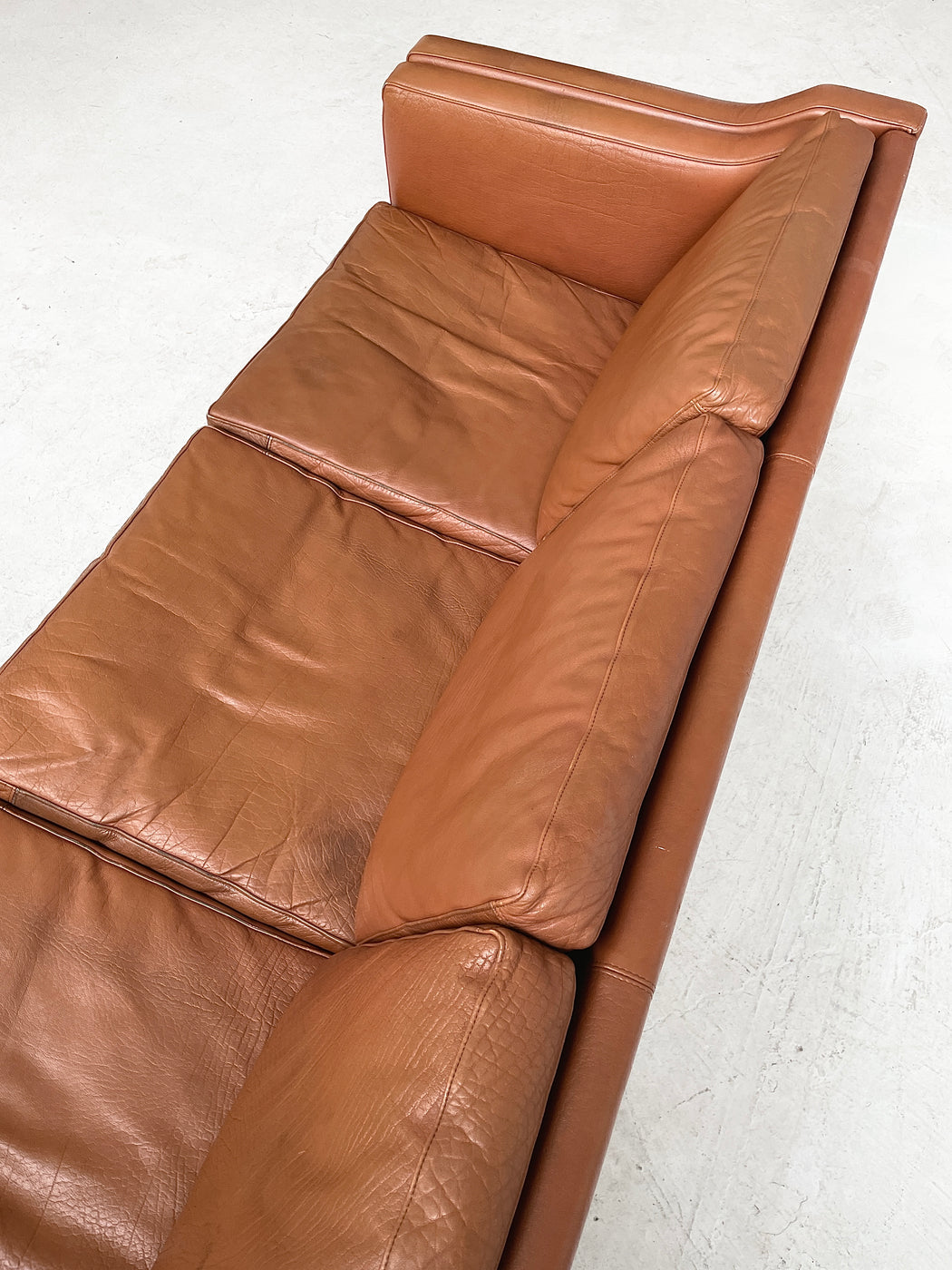 Danish Tan Leather Sofa