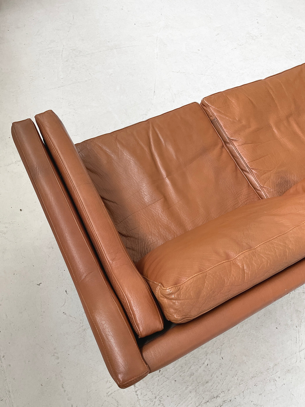 Danish Tan Leather Sofa