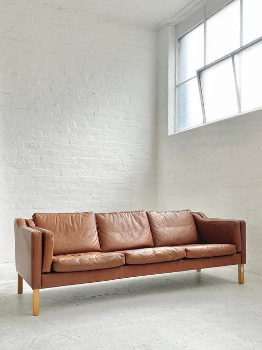 Danish Tan Leather Sofa