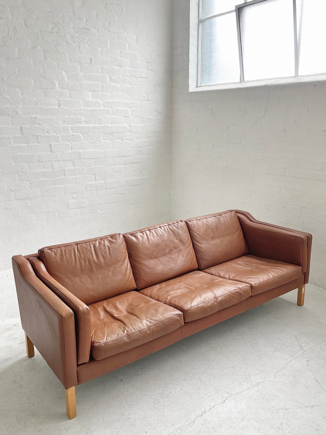 Danish Tan Leather Sofa