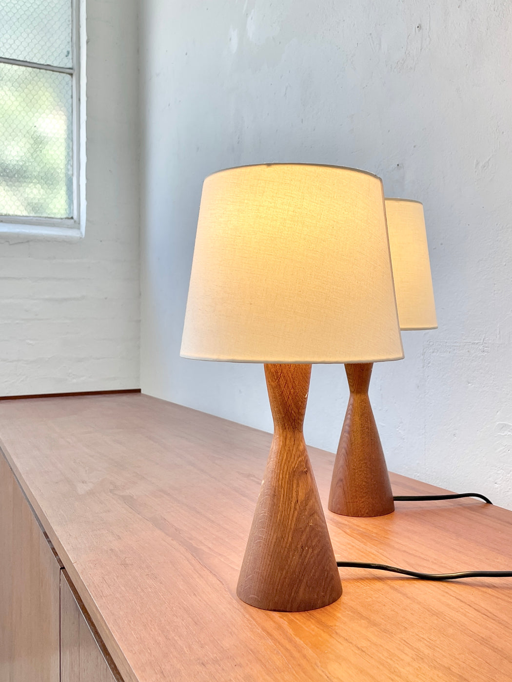 Mid-century Oak Table Lamp