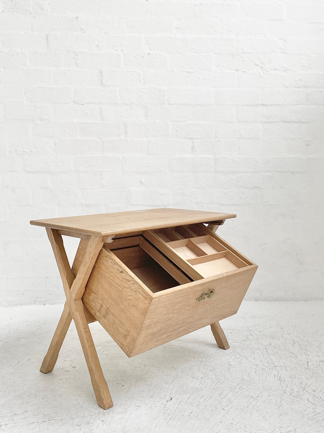 Henning Kjærnulf Oak Side Table & Sewing Tidy