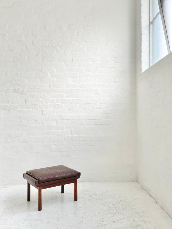 Danish Leather & Rosewood Stool