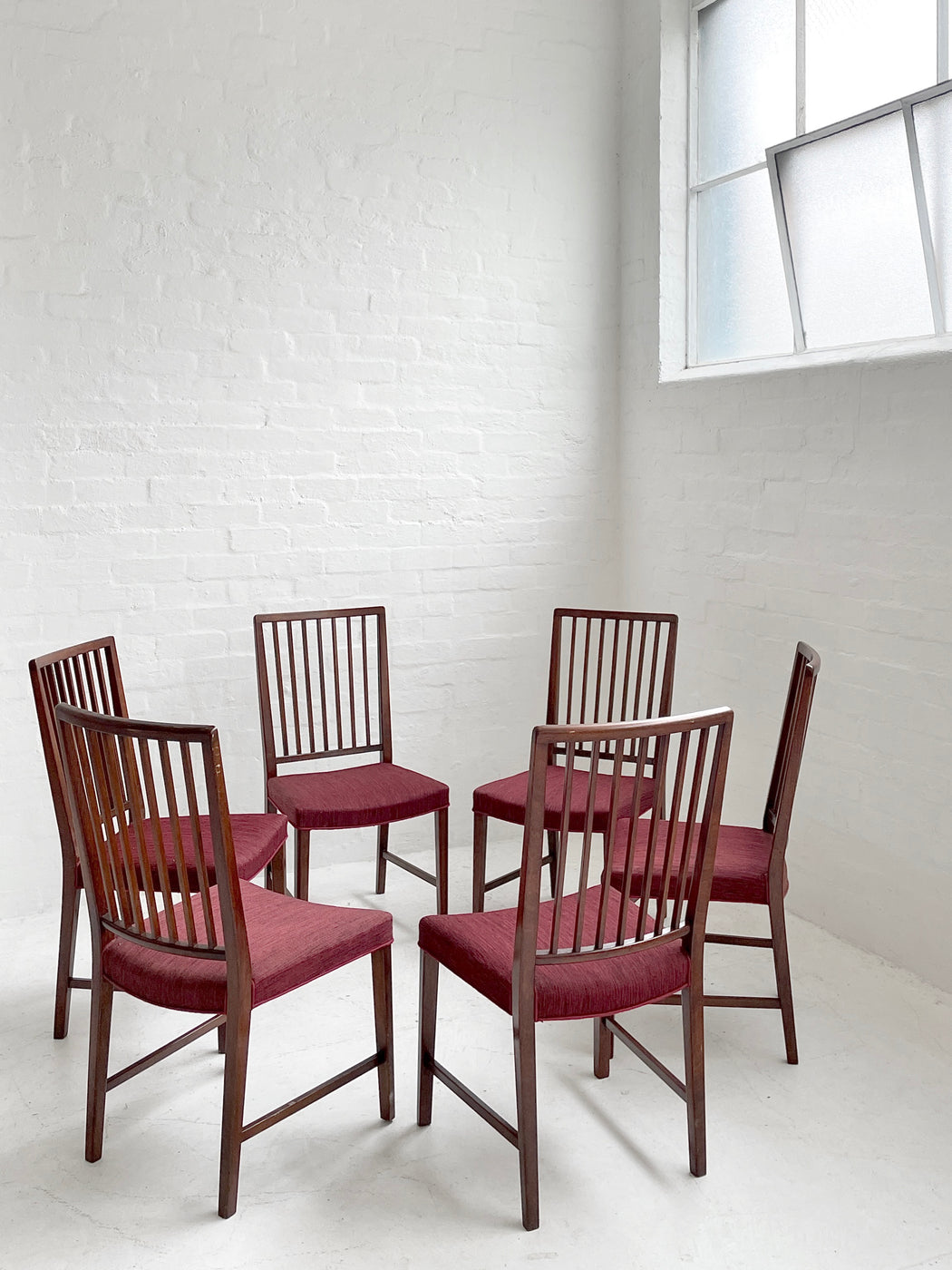 Six Danish Spoke-back Dining Chairs