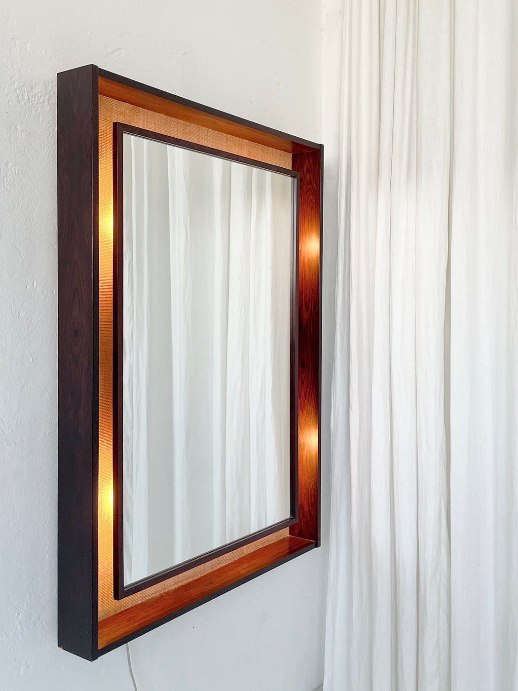 Danish Rosewood Lighted Dressing Mirror