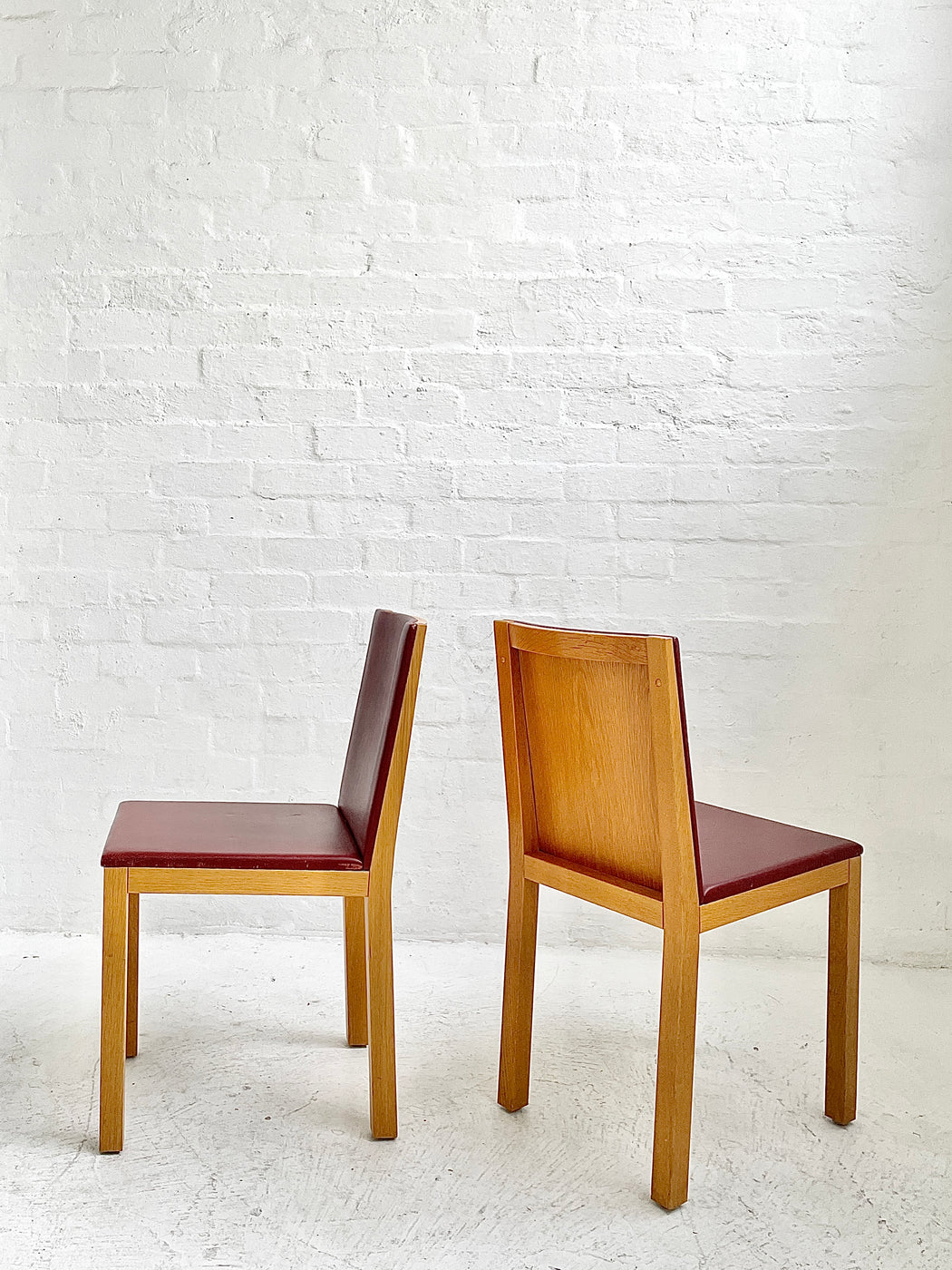 Set of Six Swedish Oak and Leather Dining Chairs
