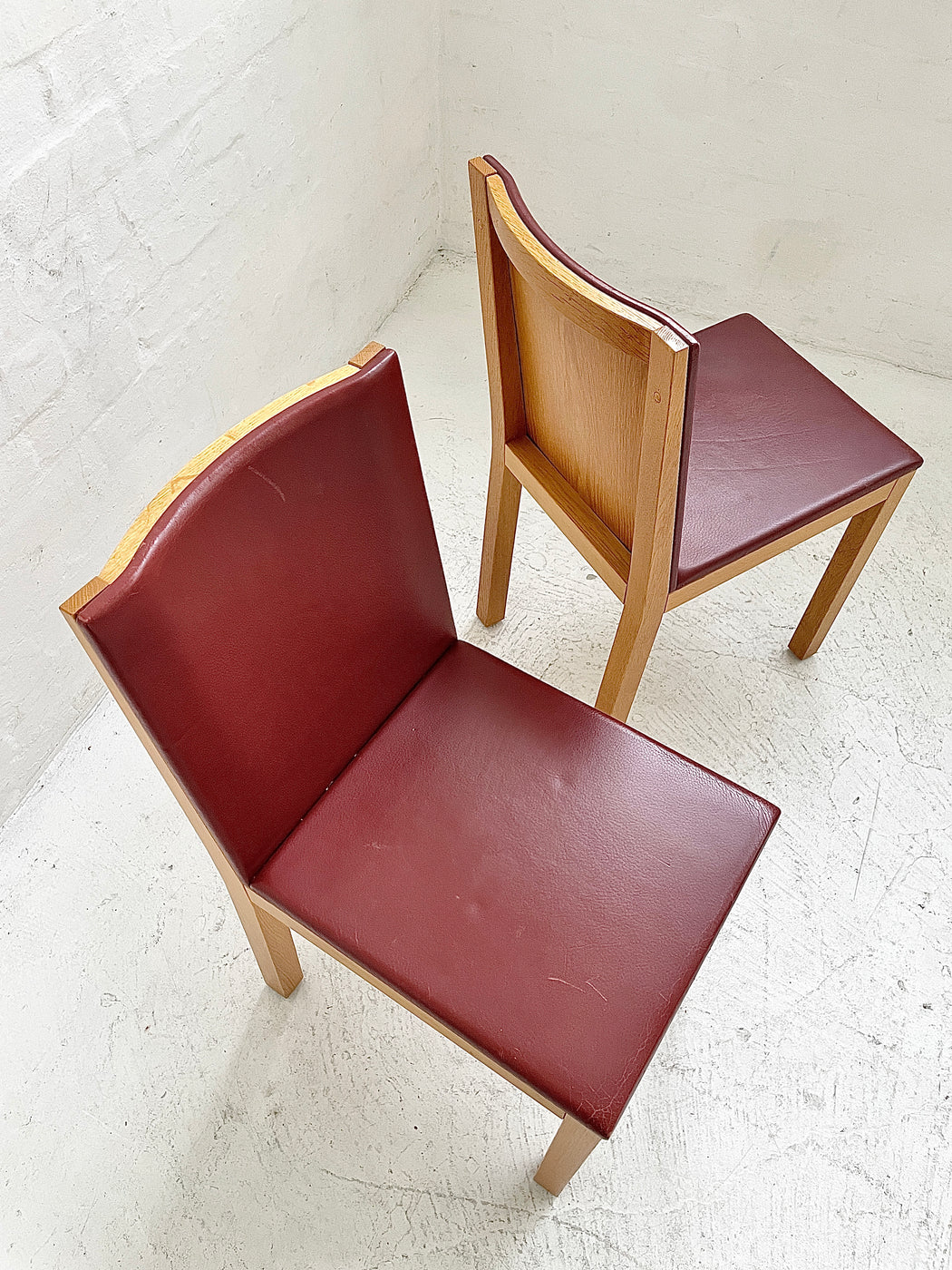 Set of Six Swedish Oak and Leather Dining Chairs