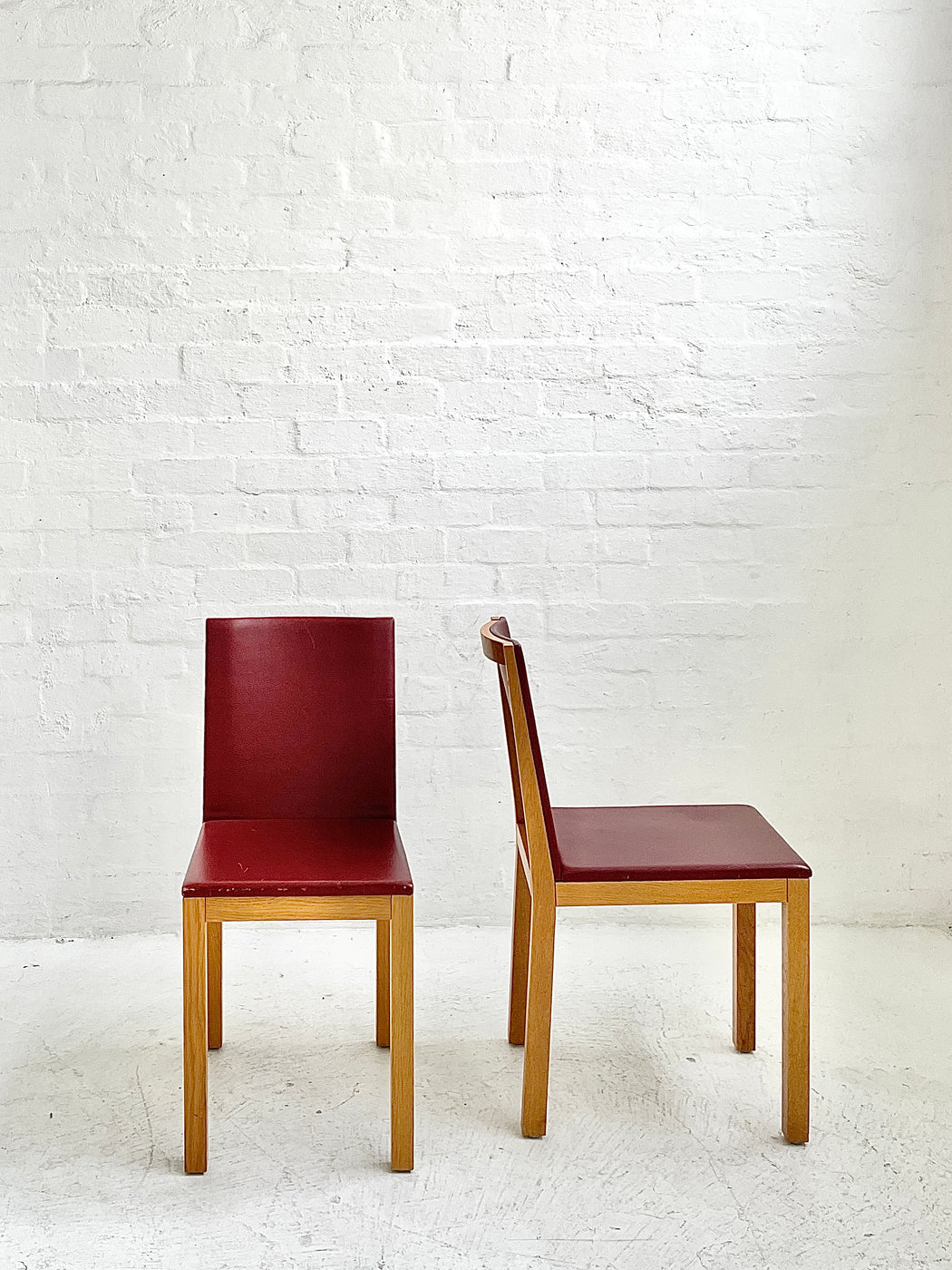 Set of Six Swedish Oak and Leather Dining Chairs