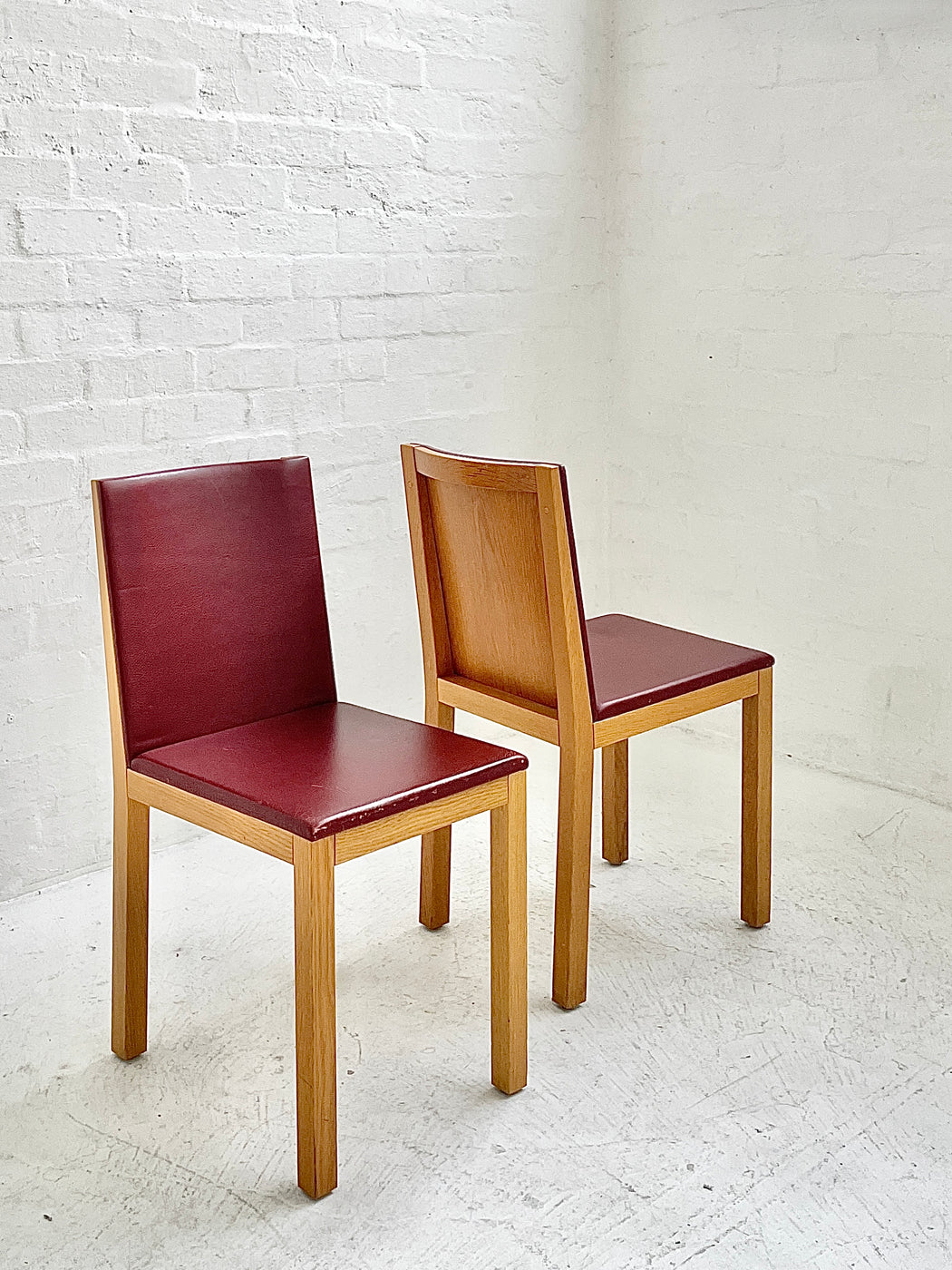 Set of Six Swedish Oak and Leather Dining Chairs