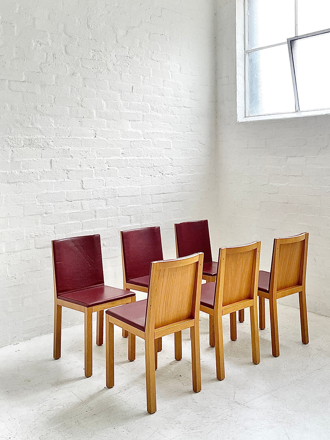 Set of Six Swedish Oak and Leather Dining Chairs