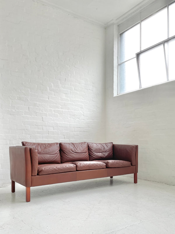 Danish Tan Leather Sofa
