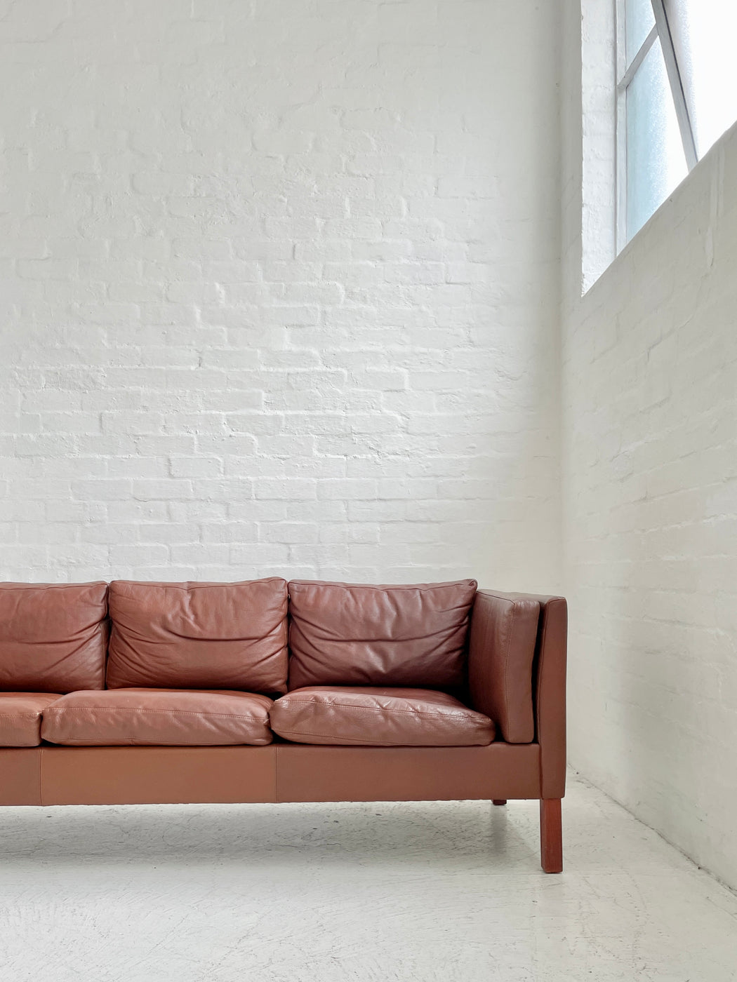 Danish Tan Leather Sofa