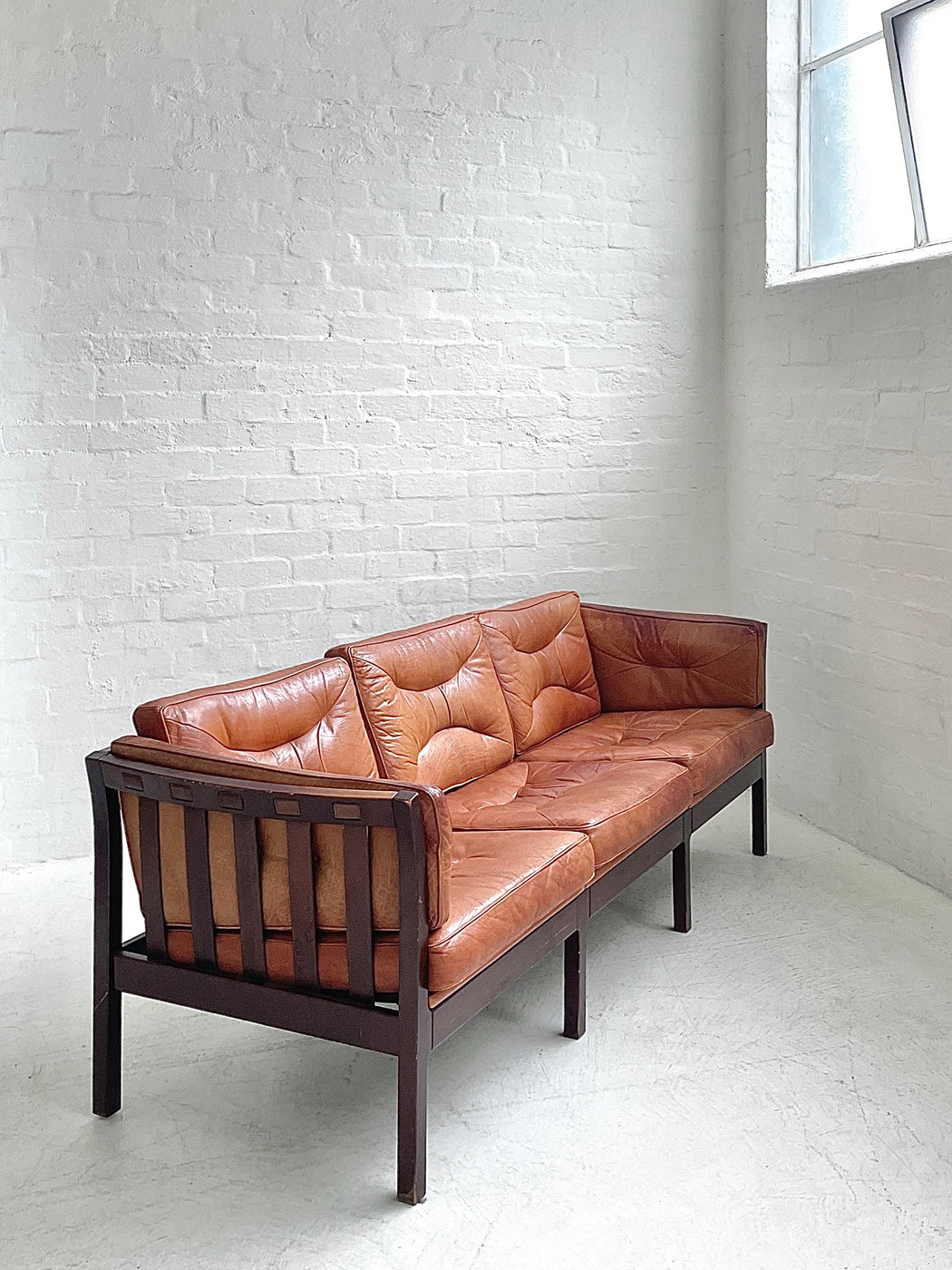 Danish Leather Three Seater Sofa