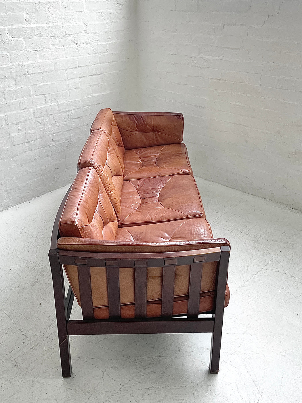 Danish Leather Three Seater Sofa