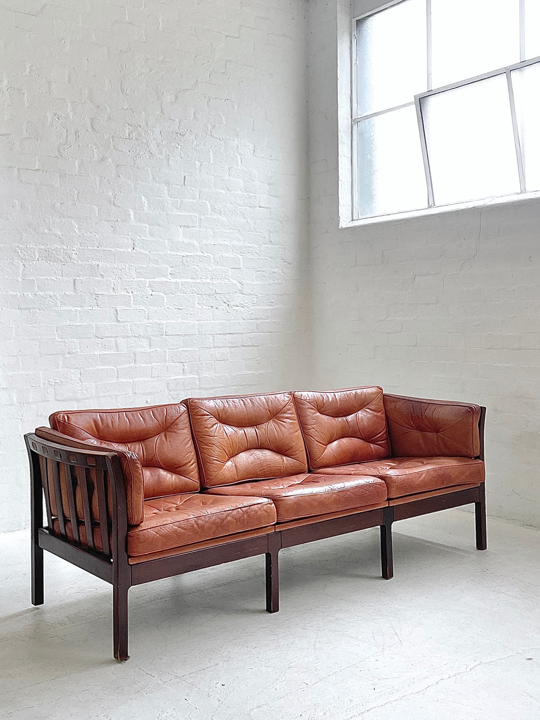 Danish Leather Three Seater Sofa