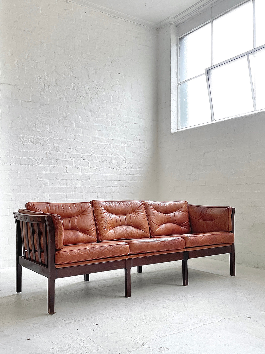 Danish Leather Three Seater Sofa