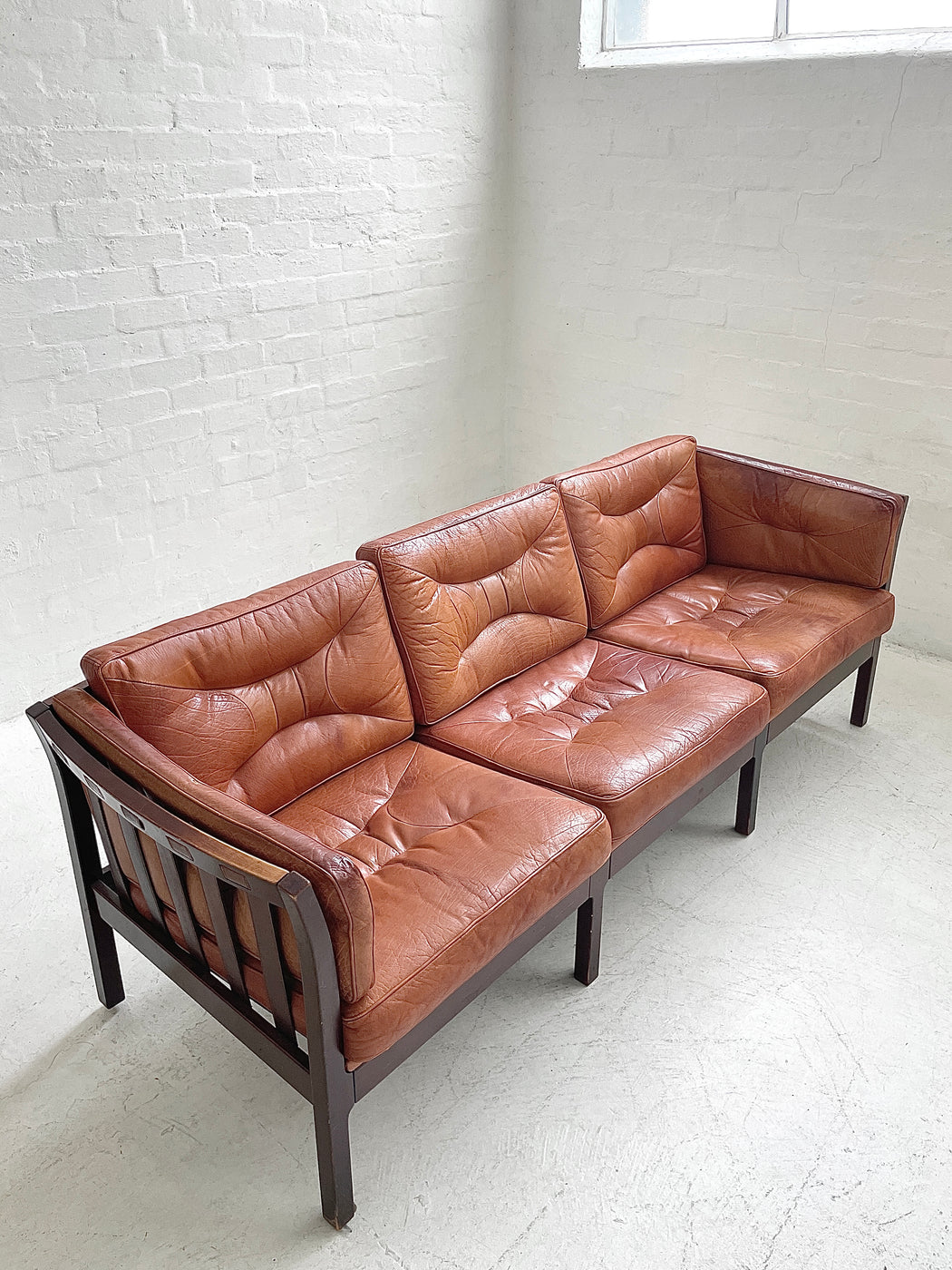 Danish Leather Three Seater Sofa
