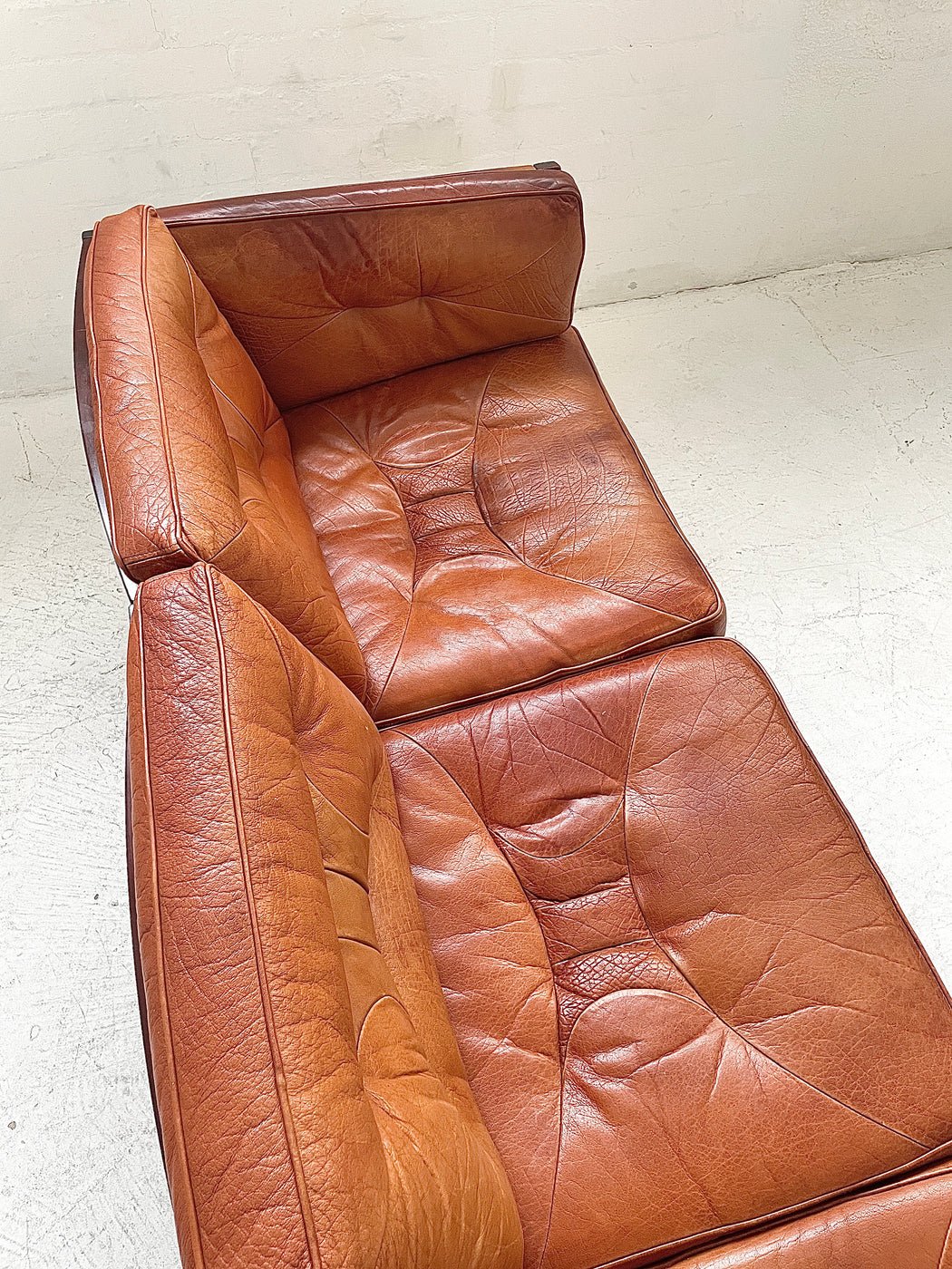 Danish Leather Three Seater Sofa