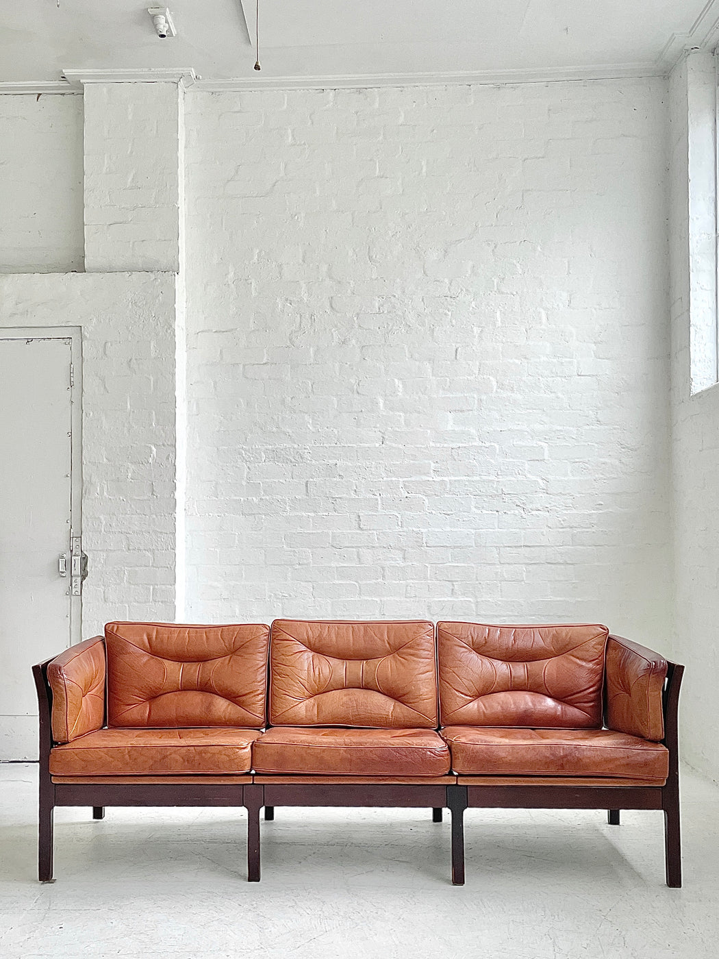 Danish Leather Three Seater Sofa