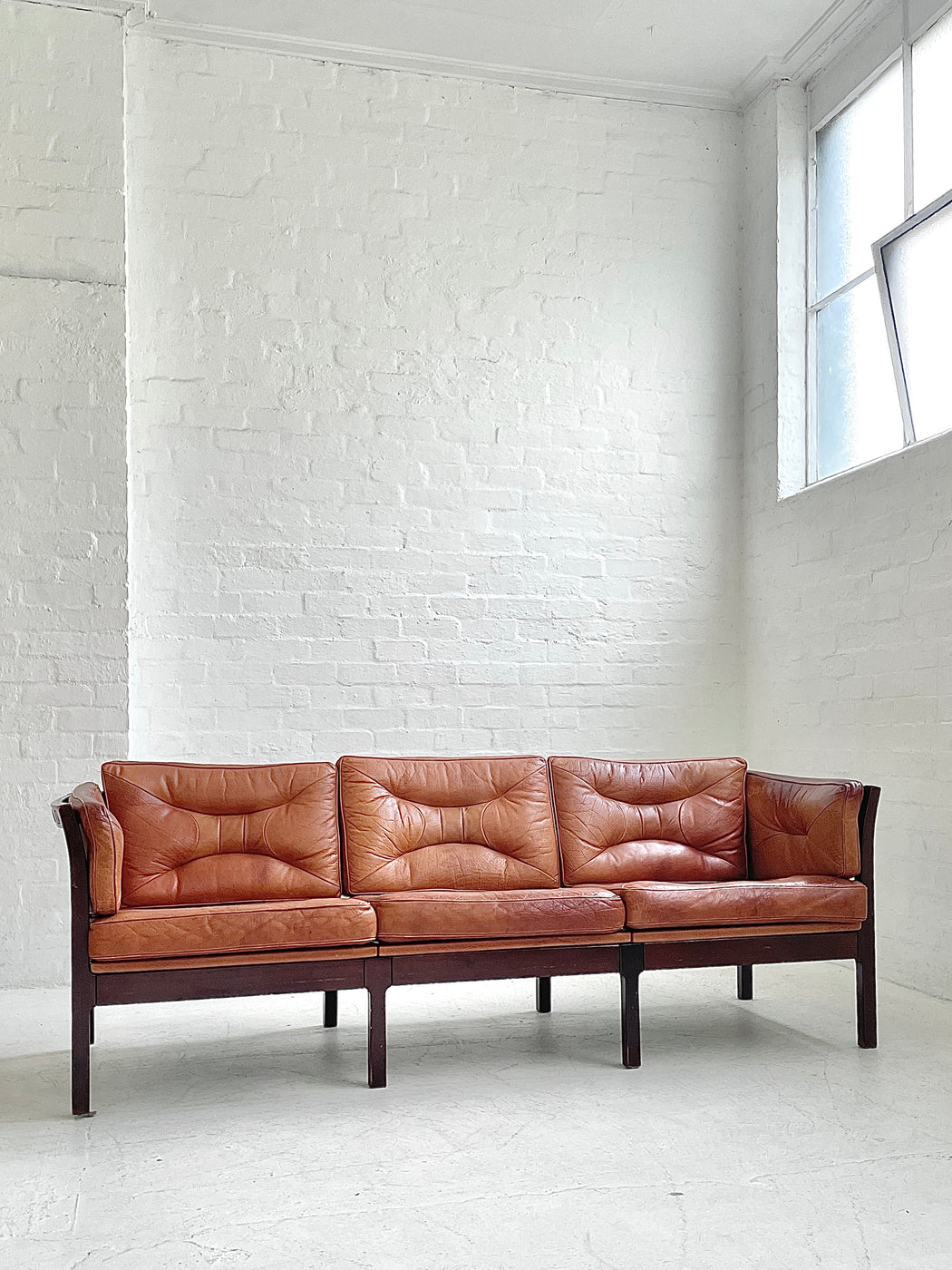 Danish Leather Three Seater Sofa