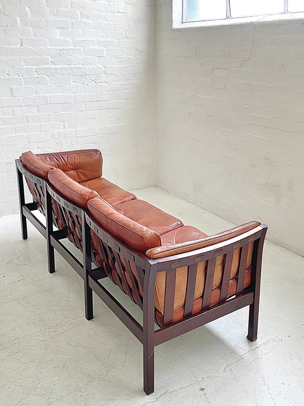 Danish Leather Three Seater Sofa