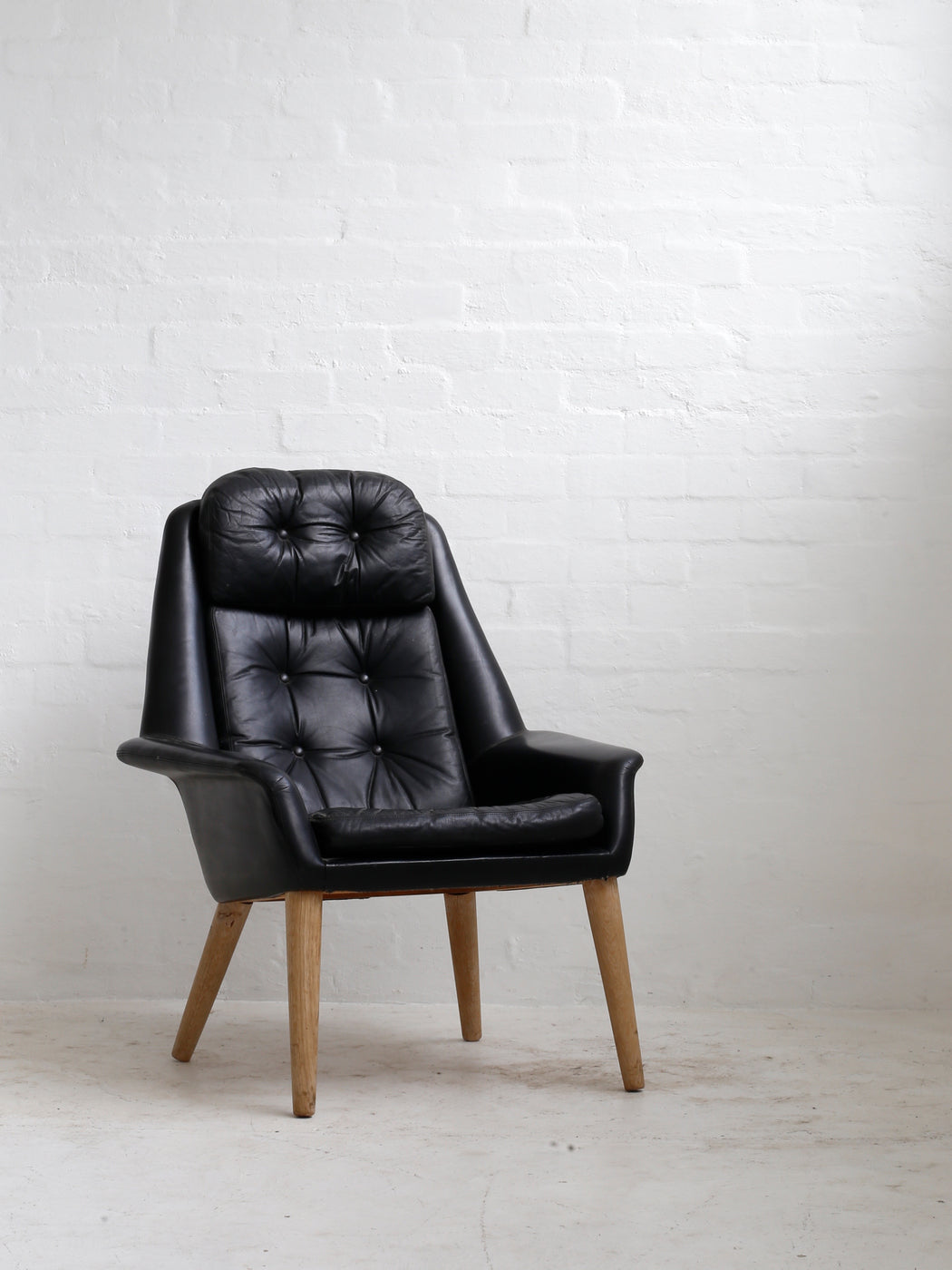 Danish Leather & Oak Easy Chair