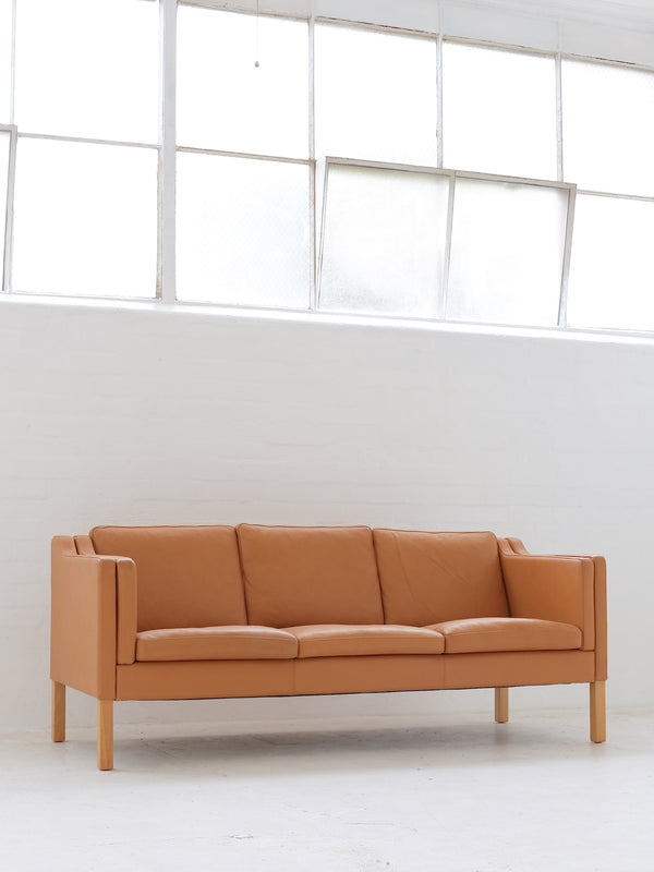 Danish Tan Leather Sofa