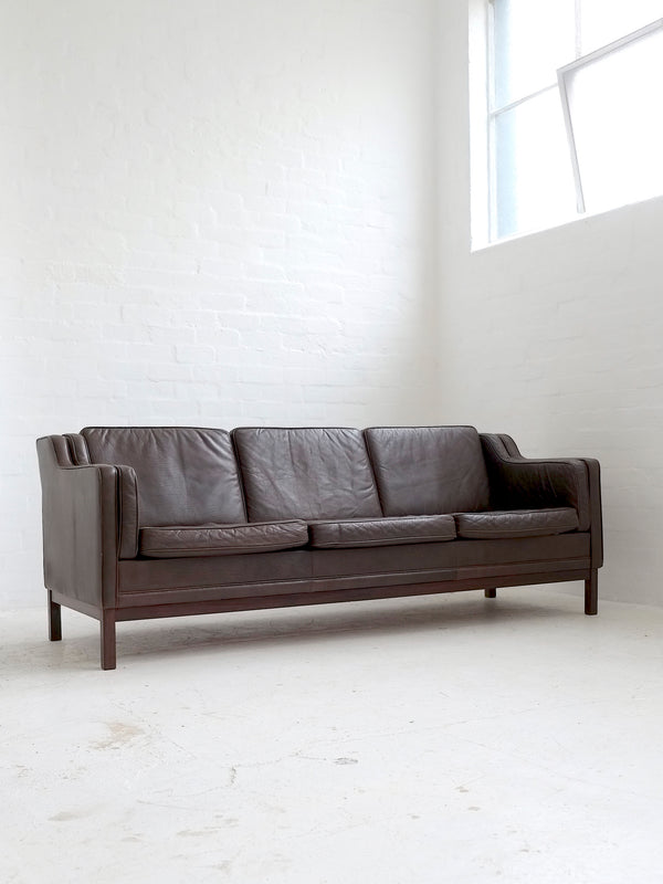 Danish Brown Leather Sofa