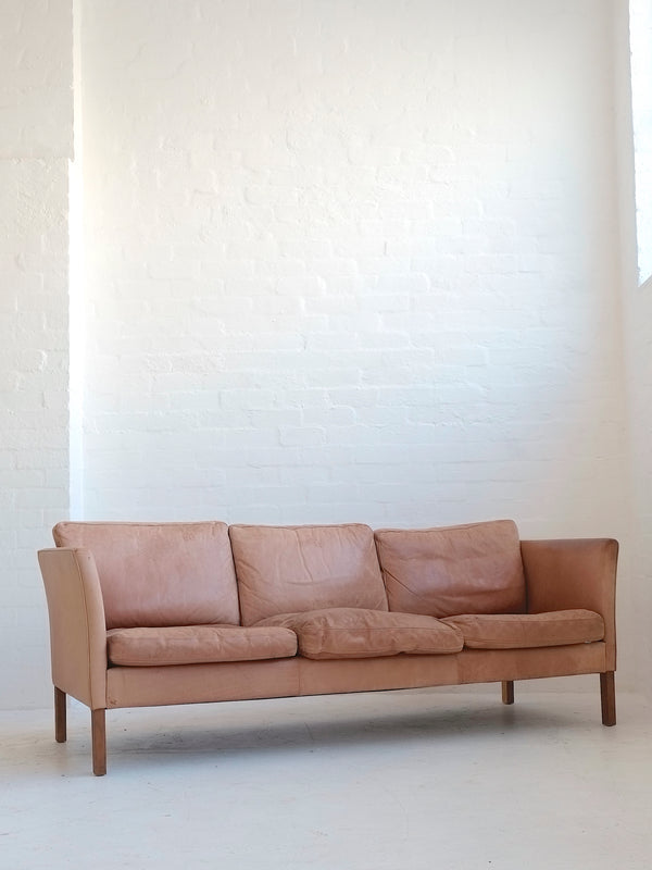 Danish Cognac Leather Sofa