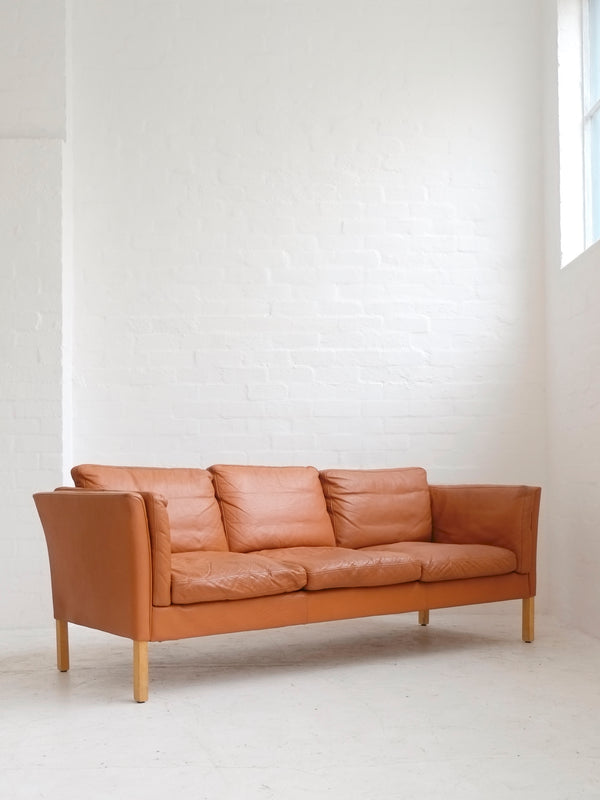 Danish Tan Leather Sofa