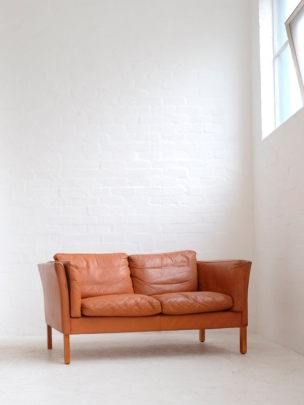Danish Tan Leather Sofa