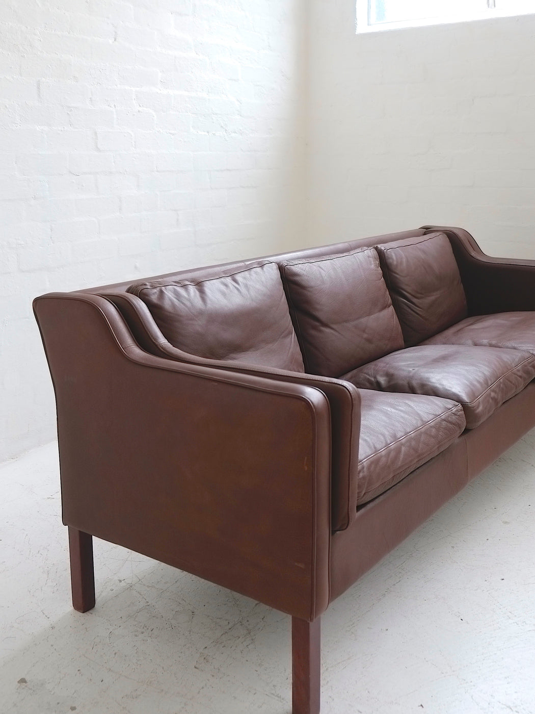 Danish Brown Leather Sofa