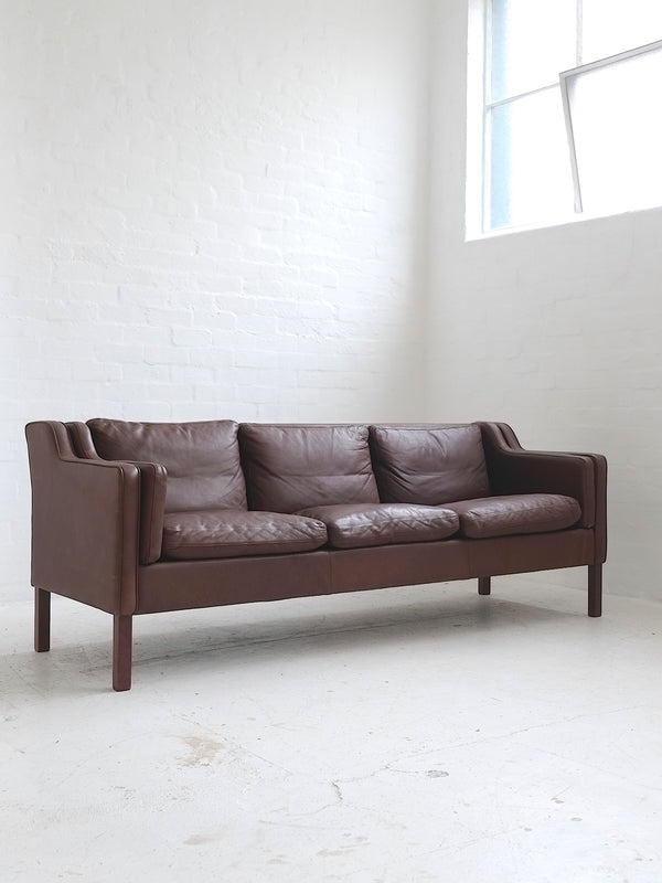Danish Brown Leather Sofa