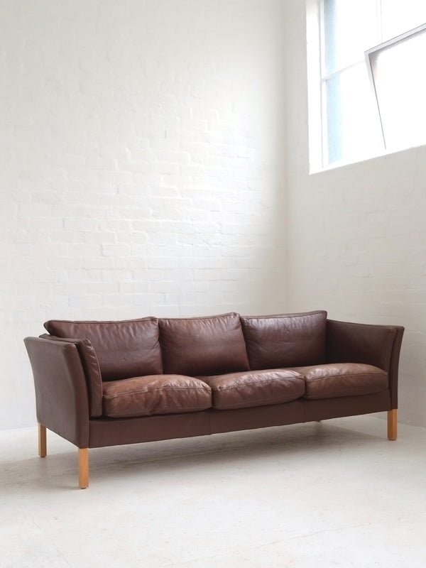 Danish Brown Leather Sofa