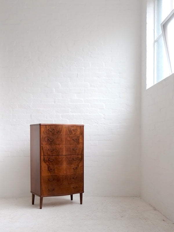 Danish Walnut Bow-Front Chest