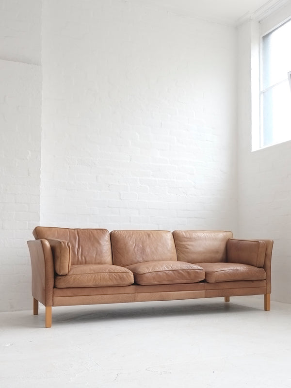 Danish Tan Leather Sofa