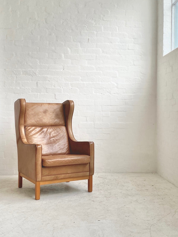 Danish Wingback Leather Chair