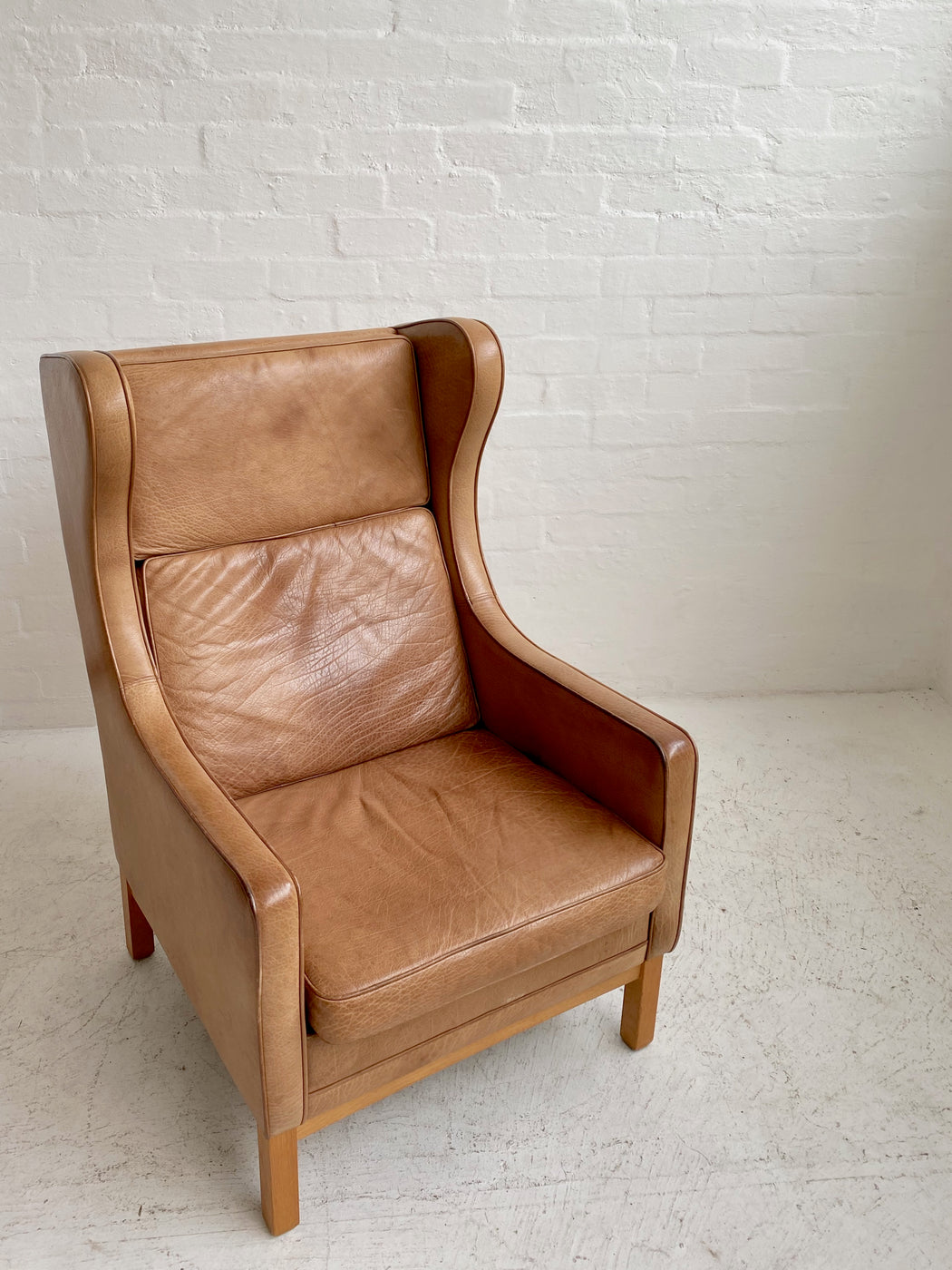 Danish Wingback Leather Chair