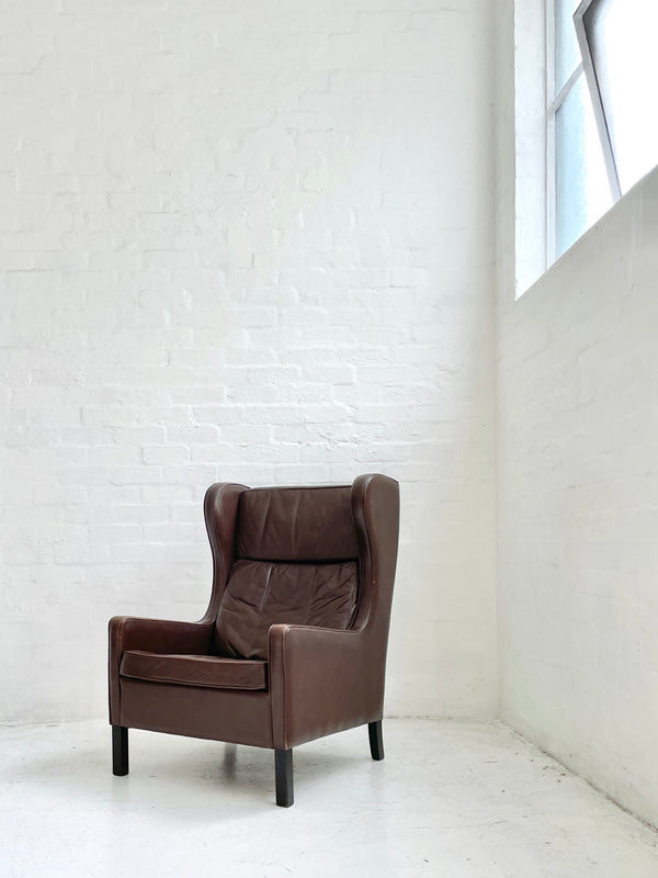 Mogens Hansen Leather Wingback Chair