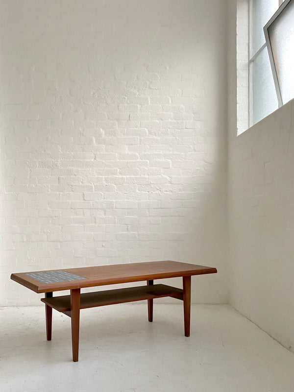 Danish Coffee Table with Tile Inlay