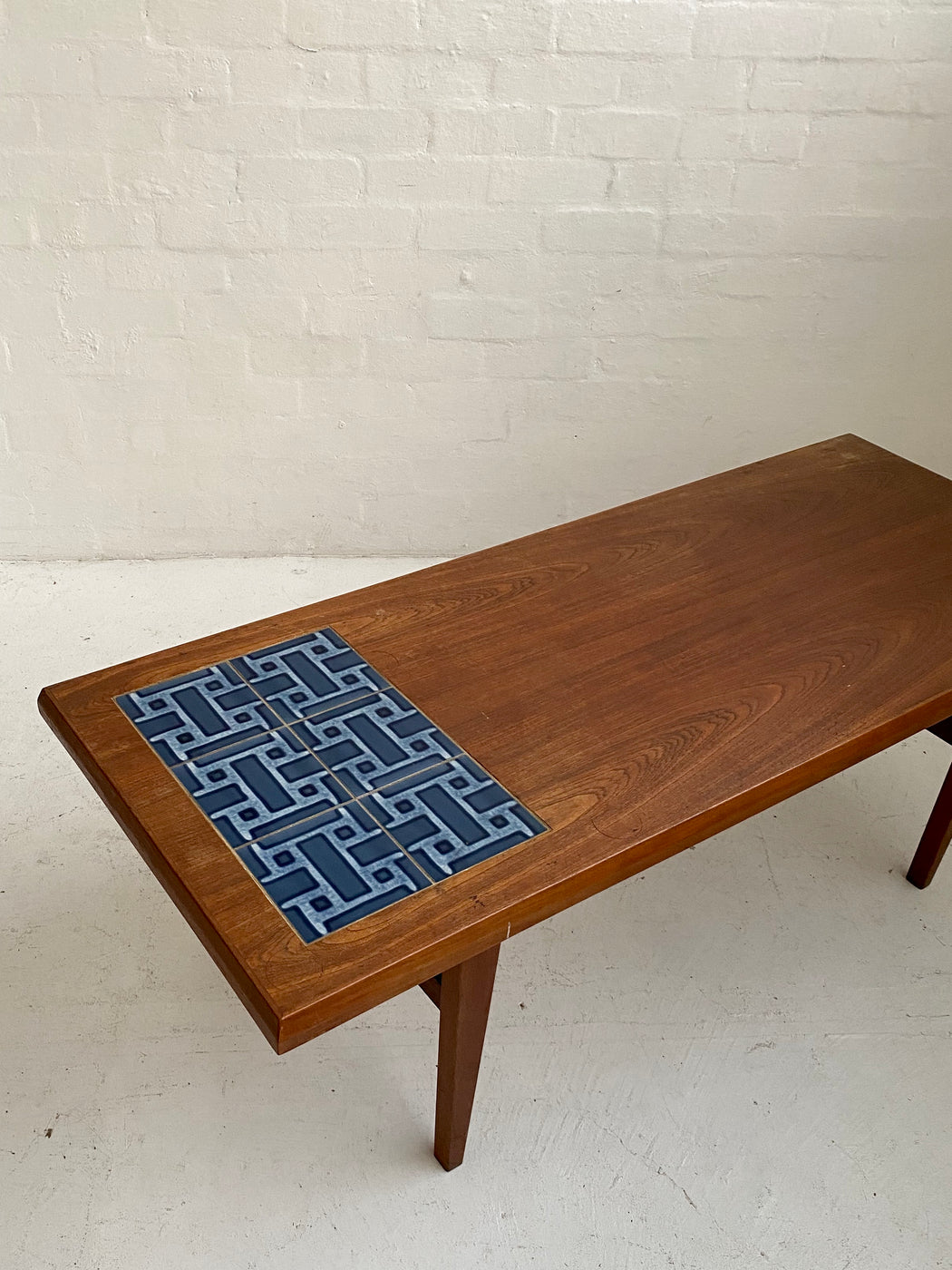 Danish Coffee Table with Tile Inlay