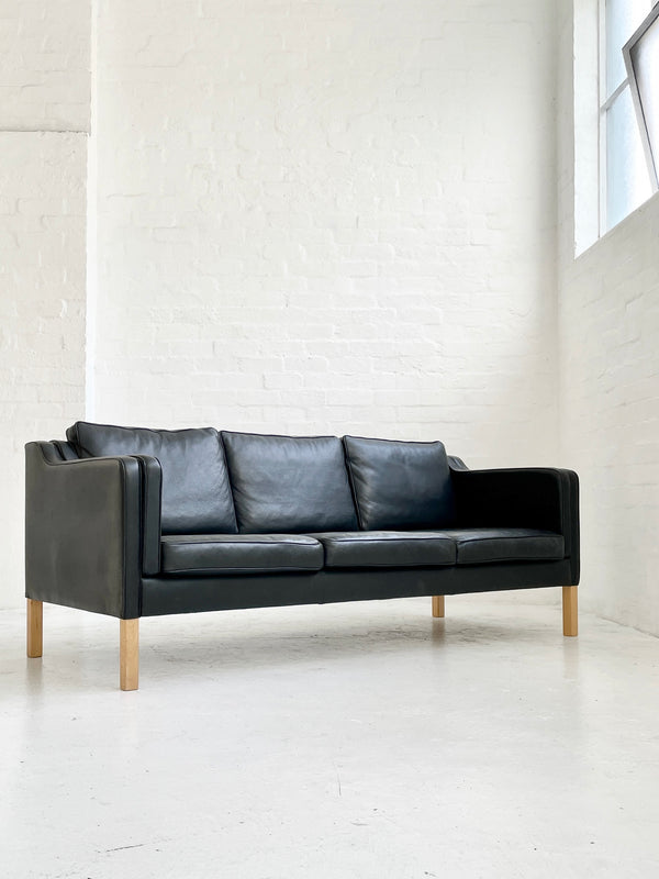 Danish Black Leather Sofa