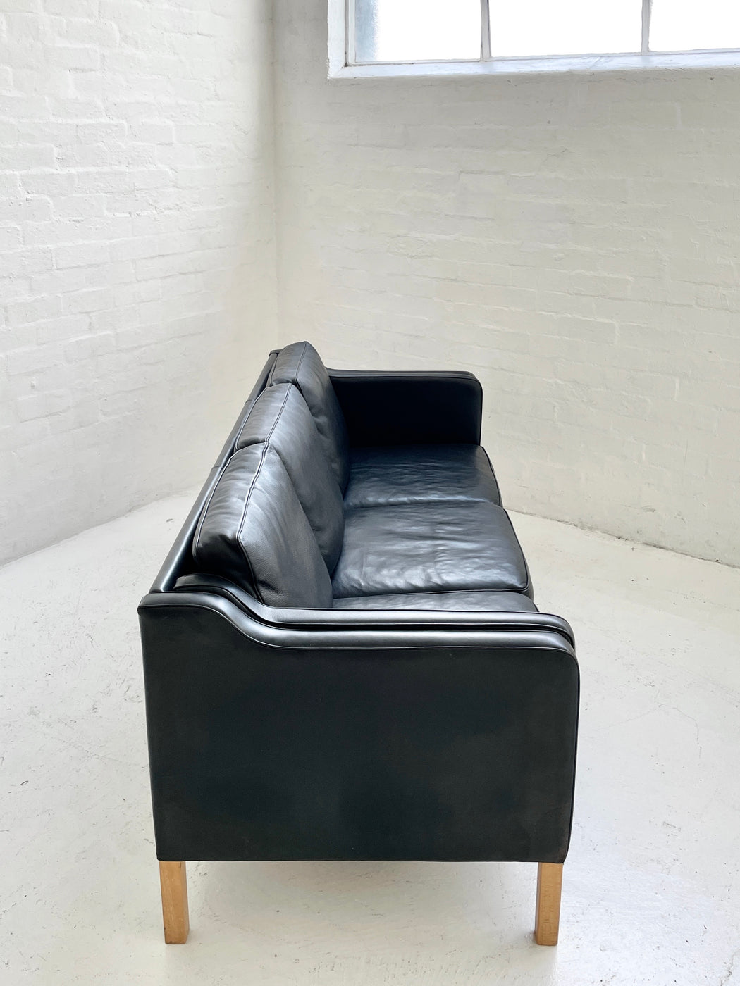 Danish Black Leather Sofa